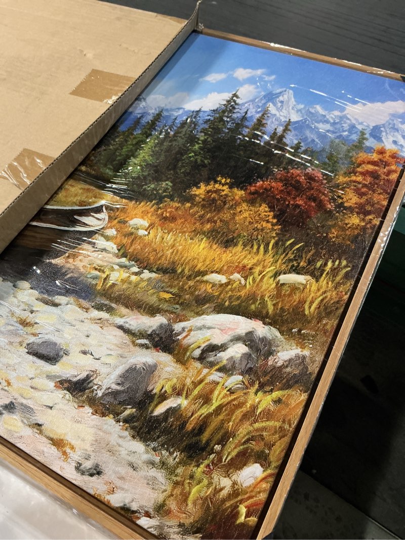 Condition photo showing Good Condition for Mofutinpo Fall Mountain Landscape Wall Art - Nature Forest Canvas Art for Living Room, Bedroom & Dining Room - Framed Paintings for Wall Decor - Large Scenic Artwork for Home 20x40IN 40"L x 20"W yellow
