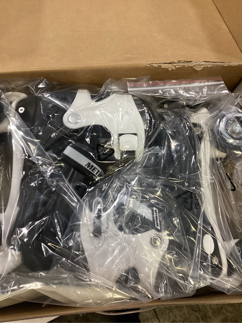 Condition photo showing New/Like New for metroller roller skates for girls ages 5-8 8-12 and boys teens, adjustable 4 sizes for kids toddler rollerskates with light up wheels, for women black large-youth & adult (4-7 men/5-8 women)
