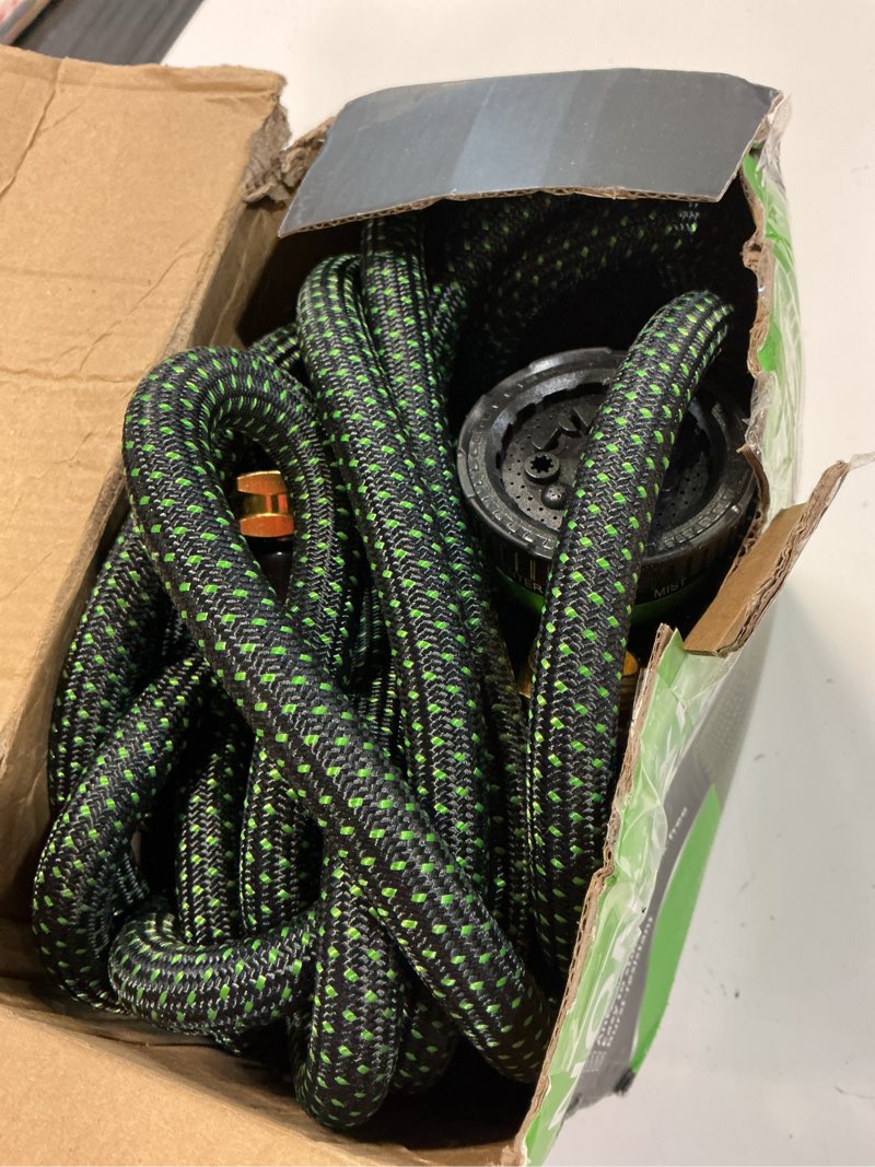 Condition photo showing Good Condition for garden hose 50ft, non-expanding flexible hose with 10 function nozzle, lightweight, kink free, sturdy, leak-proof, portable, water hose 50ft for outdoor, yard, lawn, car wash and camper use black green 50ft