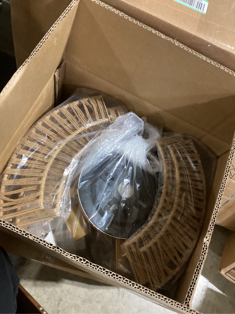 Condition photo showing Good Condition for boho ceiling fan with light and remote,rattan fandelier ceiling fan with light flush mount woven farmhouse caged ceiling fans for bedroom living room kitchen(enclosed 6 speeds) brown boho ceiling fan