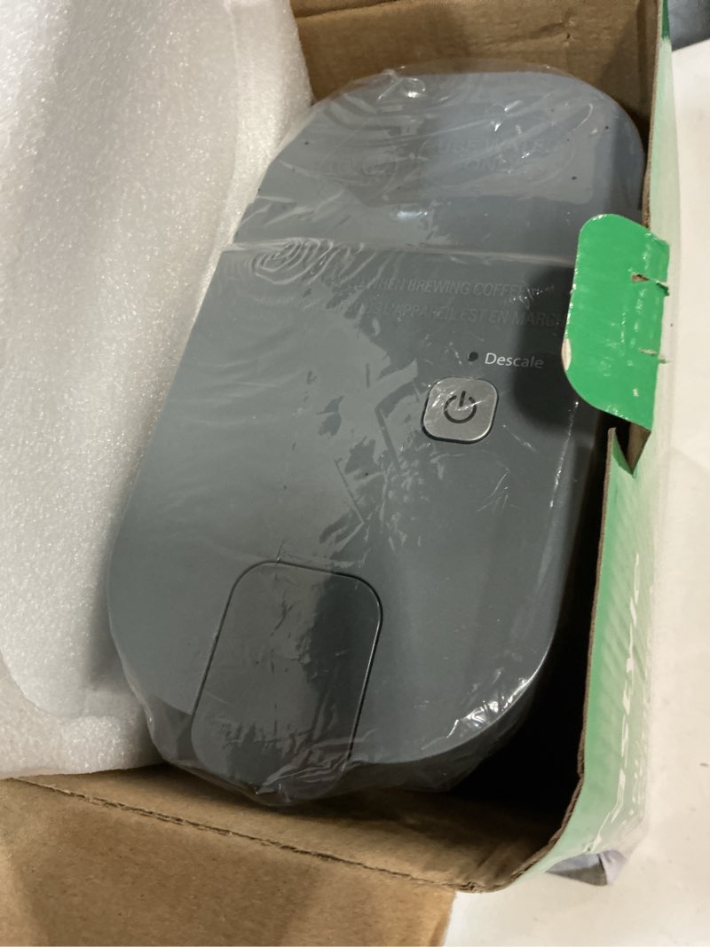 Condition photo showing New/Like New for tastyle single serve one cup coffee maker, for k cups and grounds, mini coffee maker with portable handle, 6 to 12 oz brew size, for travel, camping, office, rv and dorm, 120v, cool gray