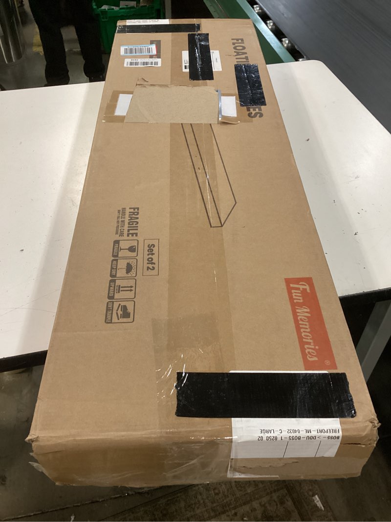Condition photo showing New/Like New for fun memories 12 deep floating shelves, 40w x 12d floating shelves for wall set of 2, extra deeper hanging wood shelves for wall for living room kitchen laundry room kitchen home office - white white 40"w x12"d - 2p