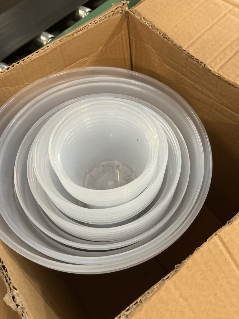 Condition photo showing Good Condition for 24 pcs 4/5/6/7/8/9 inch clear nursery pots with drainage holes, transparent variety pack plastic plant pot for plants, clear seedling planter pots for flowers vegetable succulents herbs