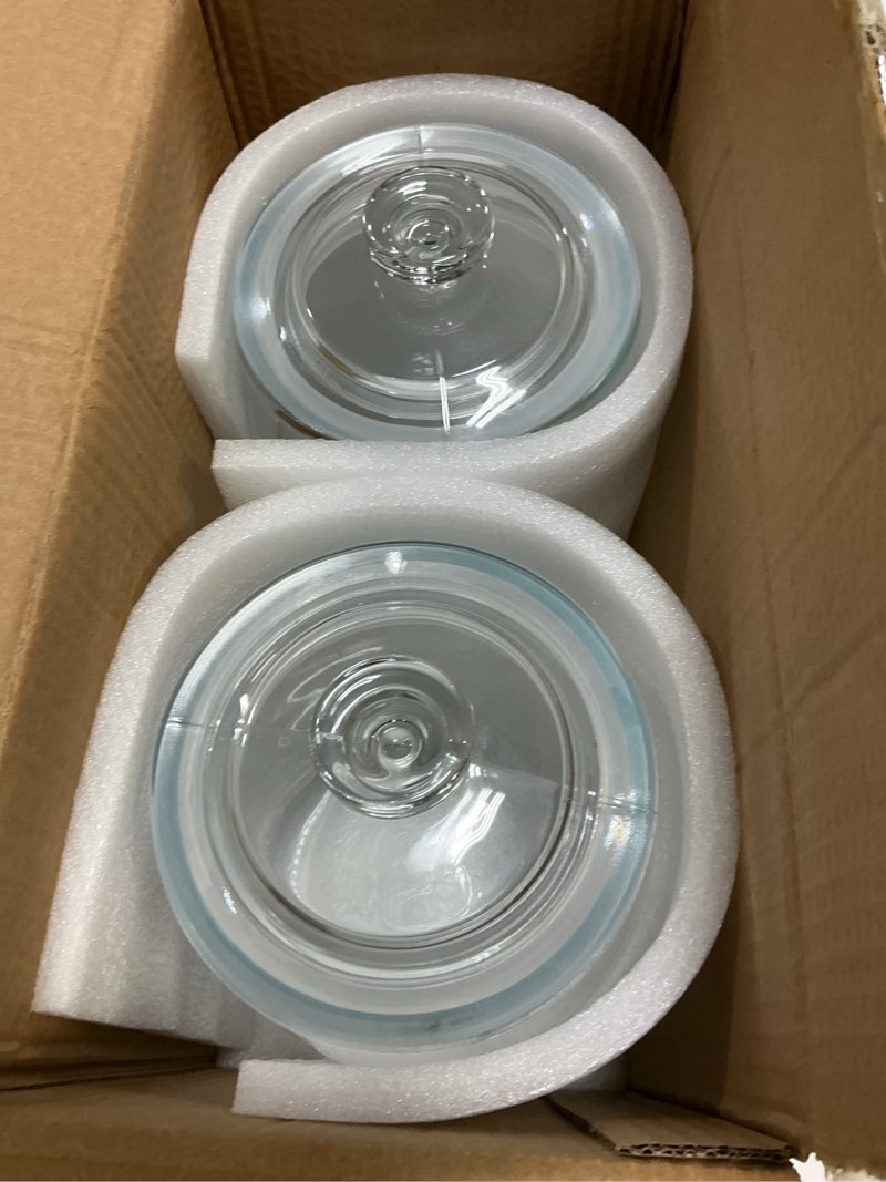 Condition photo showing New/Like New for kitchentoolz 1 Gallon Glass Cookie Jar with Lid – Set of 2 Large Glass Jars with Lids for Cookies, Candy, Flour, Sugar, Pet Treats – Clear Glass Canisters for Food Storage - Pack of 2 Gallon Cookie Jar - Pack of 2