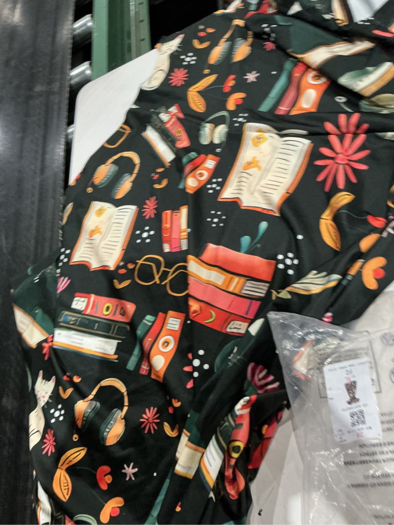 Condition photo showing Good Condition for binienty women's summer casual loose crewneck dress ruffle puffy long sleeve high waist midi dress x-large cat book floral