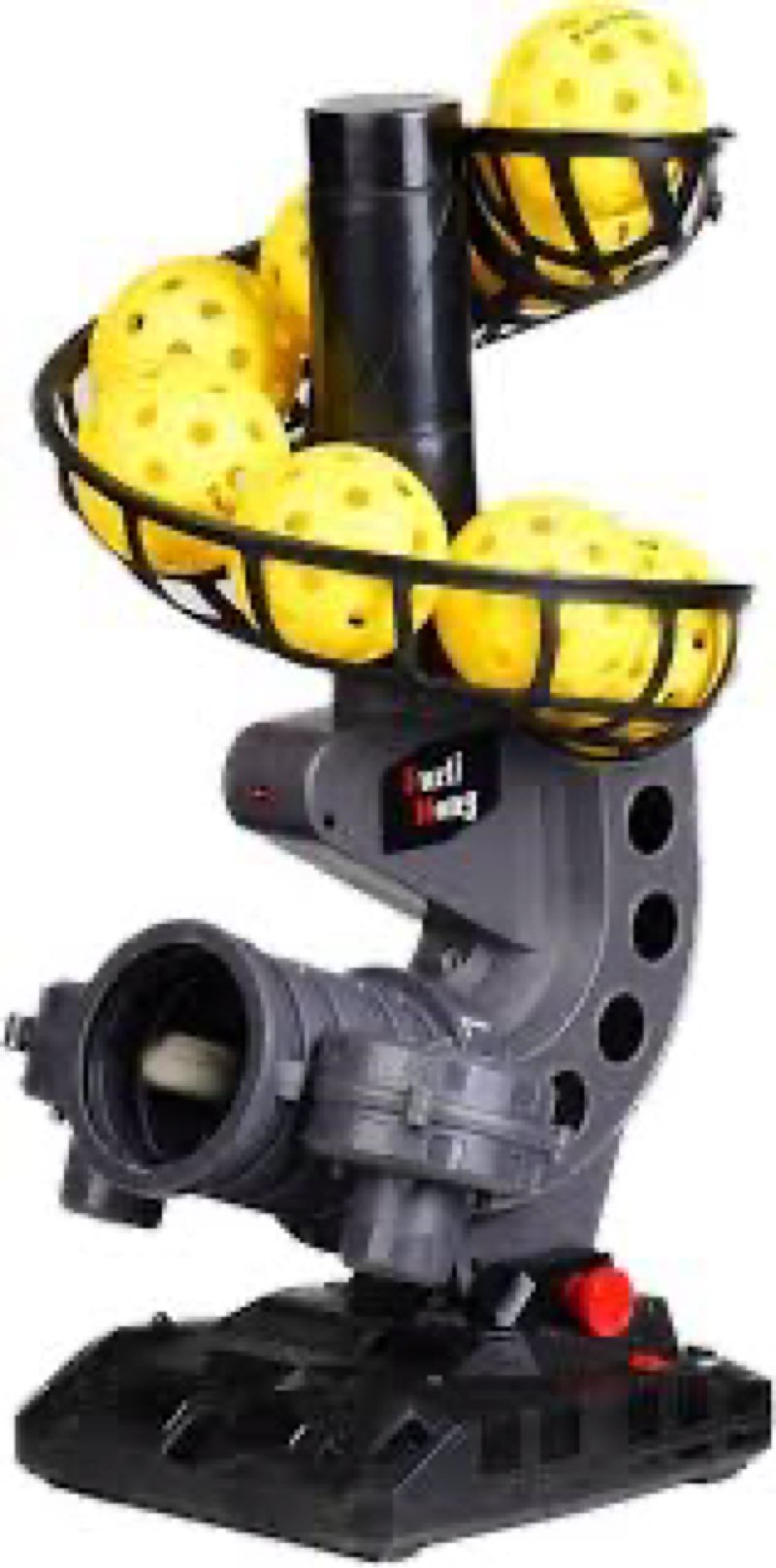 furlihong 388pbh pickleball machine, 4 adjustable angles, includes 9 pickleballs, powered by power bank/battery, for beginners