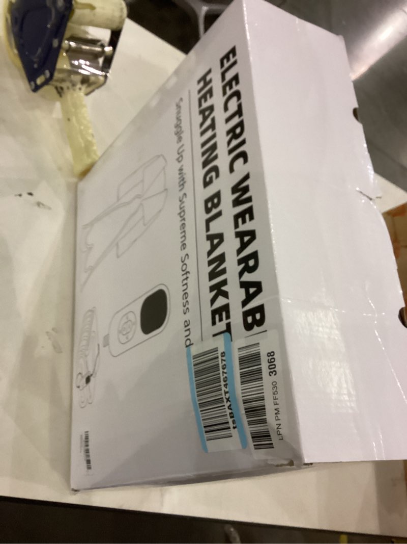 Condition photo showing New/Like New for Wearable Heated Blanket Electric Snuggle with Foot Pocket/Sleeves, 59x70 Inch Heated Throw Blanket with for Women Men Adults, Super Soft Flannel & Sherpa Blanket Warmer for Home Office, Champagne Pink