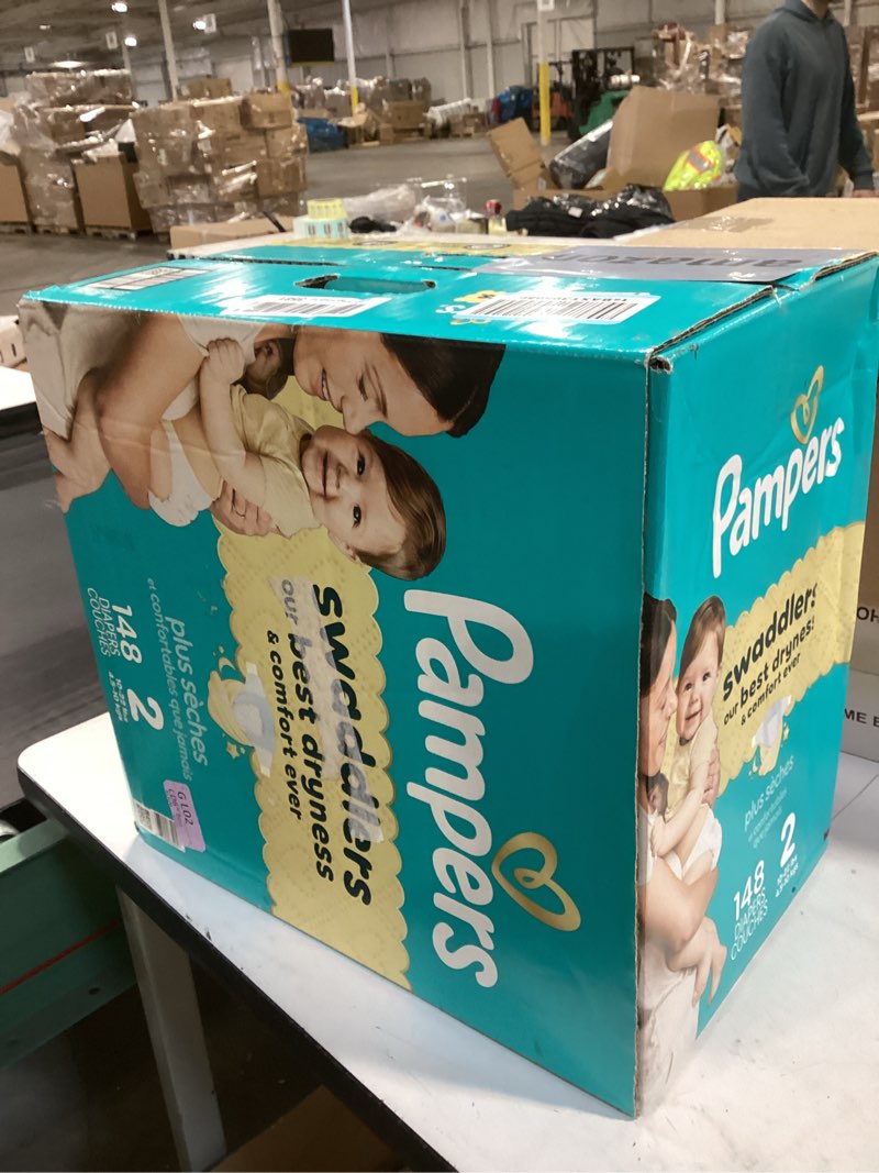 Condition photo showing New/Like New for Pampers Swaddlers Diapers, Size 2 (10-22 lbs), 148 Count, Absorbent, Keeps Baby Dry and Comfortable, Skin Safe Disposable Baby Diaper Size 2 148