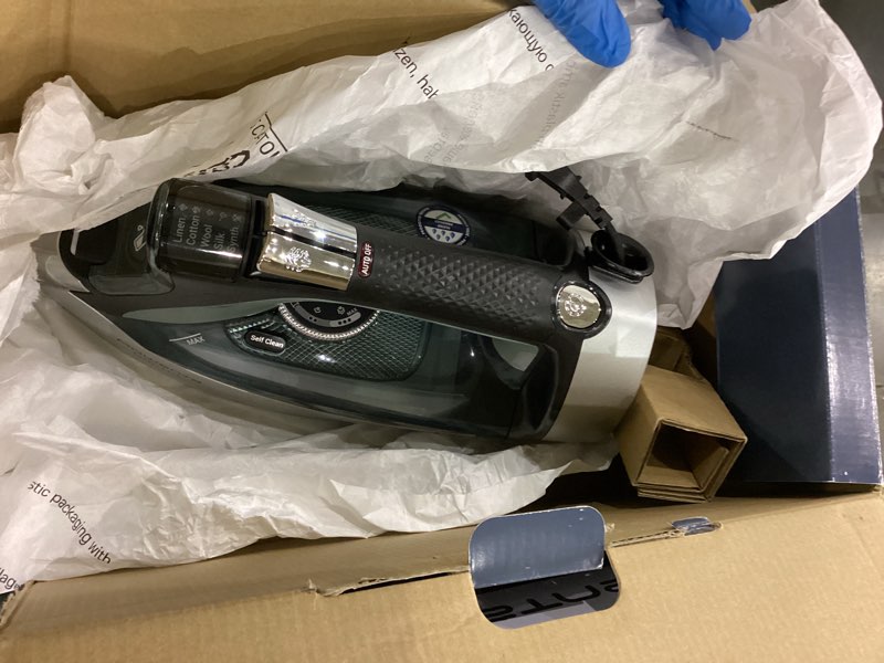 Condition photo showing As Is for Rowenta Iron, Focus Excellence Stainless Steel Soleplate Steam Iron for Clothes, Retractable Cord, 400+ Microsteam Holes, Powerful steam, LED Display, 1750 W Ironing Clothes, Cordreel, Red DW5433 Powerful Steam Boost - Retractable Cord