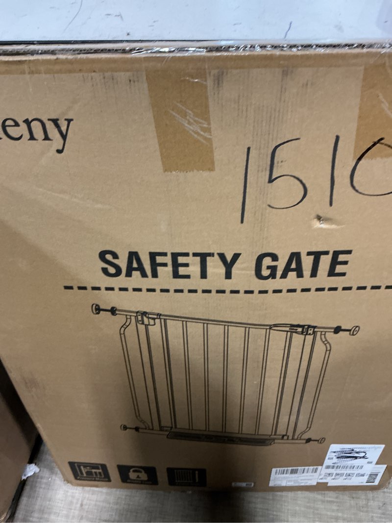 Condition photo showing Good Condition for 34" extra tall baby gate for stairs, auto close stroller friendly dog gate indoor for doorways, pressure mounted 29"-40" wide baby gate, easy walk through gate for children & pets, white white 29-40"wide, 34"tall