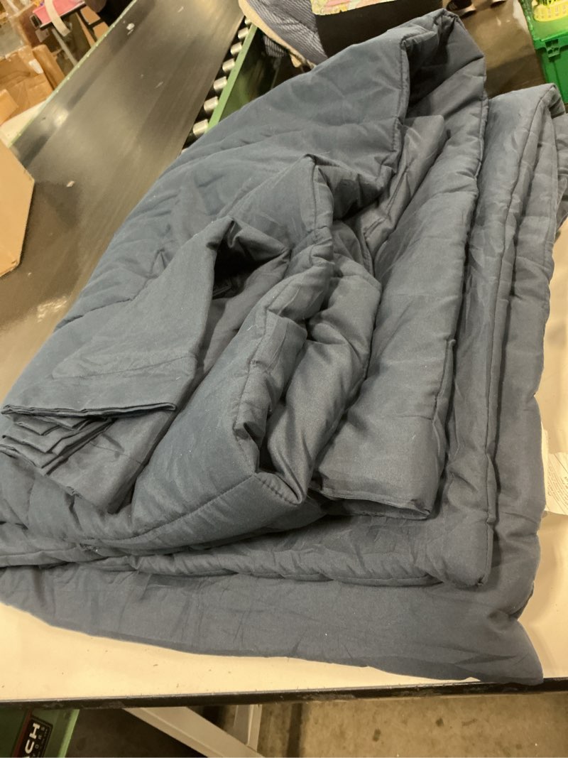 Condition photo showing Good Condition for CozyLux King Comforter Set - Navy Blue Comforter King Size, 3 Pieces Box Stitched Bed Set for All Seasons, Soft Lightweight Bedding Sets with 1 Down Alternative Comforter and 2 Pillow Shams