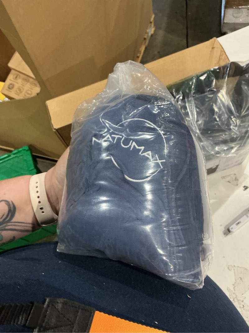 Condition photo showing Good Condition for knee pillow for side sleepers - relief from sciatica pain, back/leg pain, pregnancy, hip and joint pain memory foam leg pillow + free sleep mask and ear plugs blue