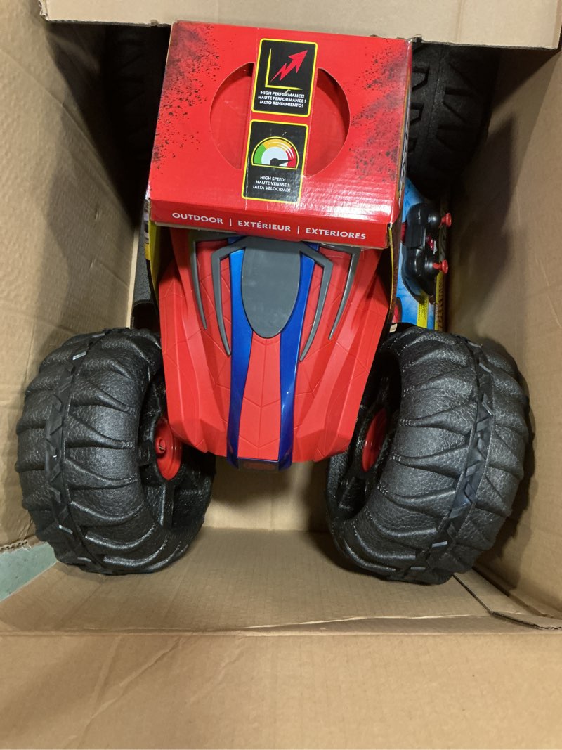Condition photo showing As Is for Monster Jam Marvel Mega Spider-Man RC Monster Truck, All-Terrain, Over 2 Feet Long, 1:6 Scale, Super Hero Kids Toys for Boys and Girls Ages 4 and Up Multicolor