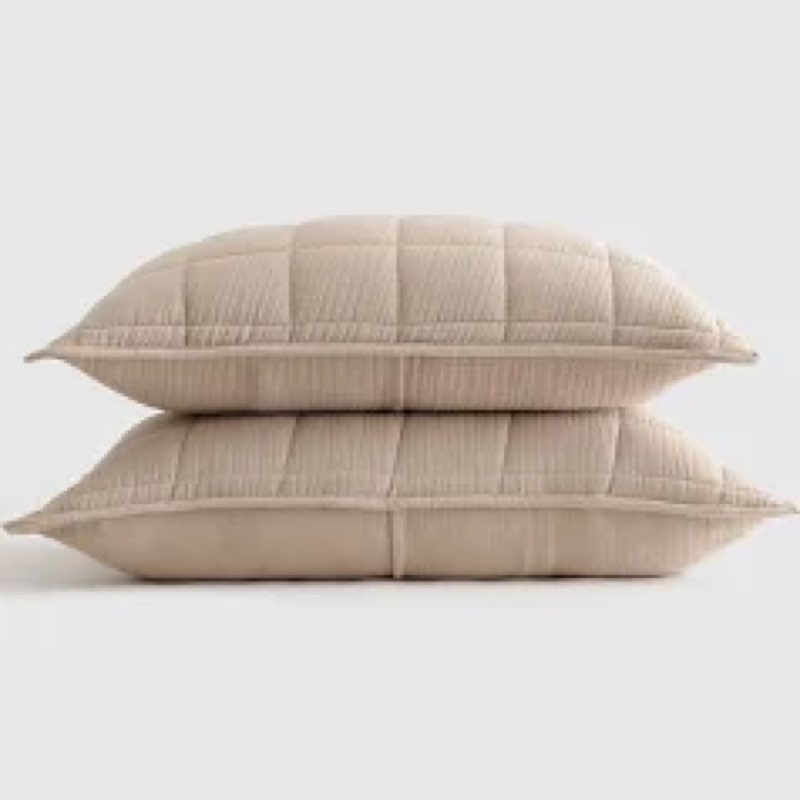 organic airy gauze box quilt sham, dune, full/queen