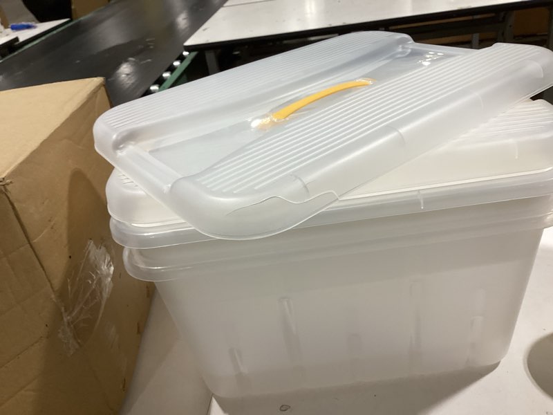 Condition photo showing item condition for RimCereal 2 Pcs 28 Qt Storage Box with Removable Tray Clear Plastic Storage Container with Lid for Seasonal Decor Office Art Craft Sewing Utility Box(Single Layered)