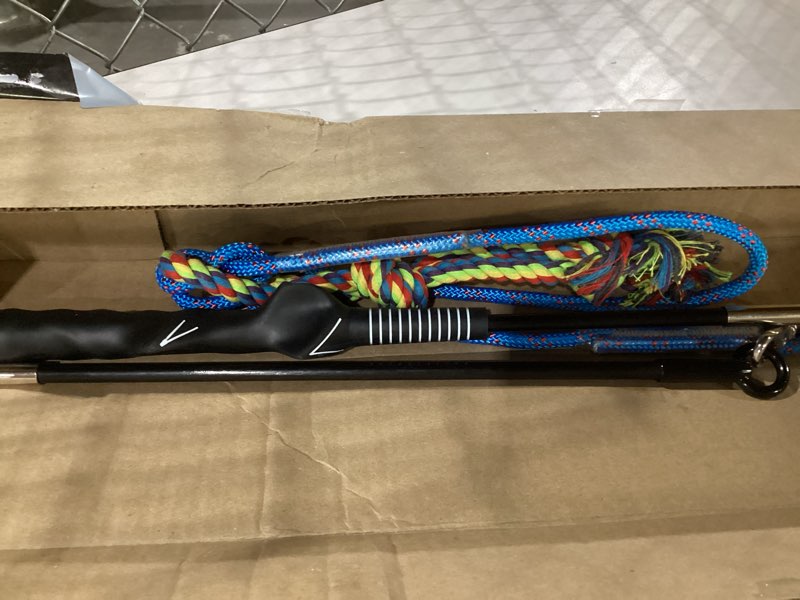 Condition photo showing Good Condition for DIBBATU Flirt Pole for Dogs Interactive Dog Toys for Large Medium Small Dogs Chase and Tug of War, Dog Teaser Wand with Lure Chewing Toy for Outdoor Exercise & Training blue-dog pole toy