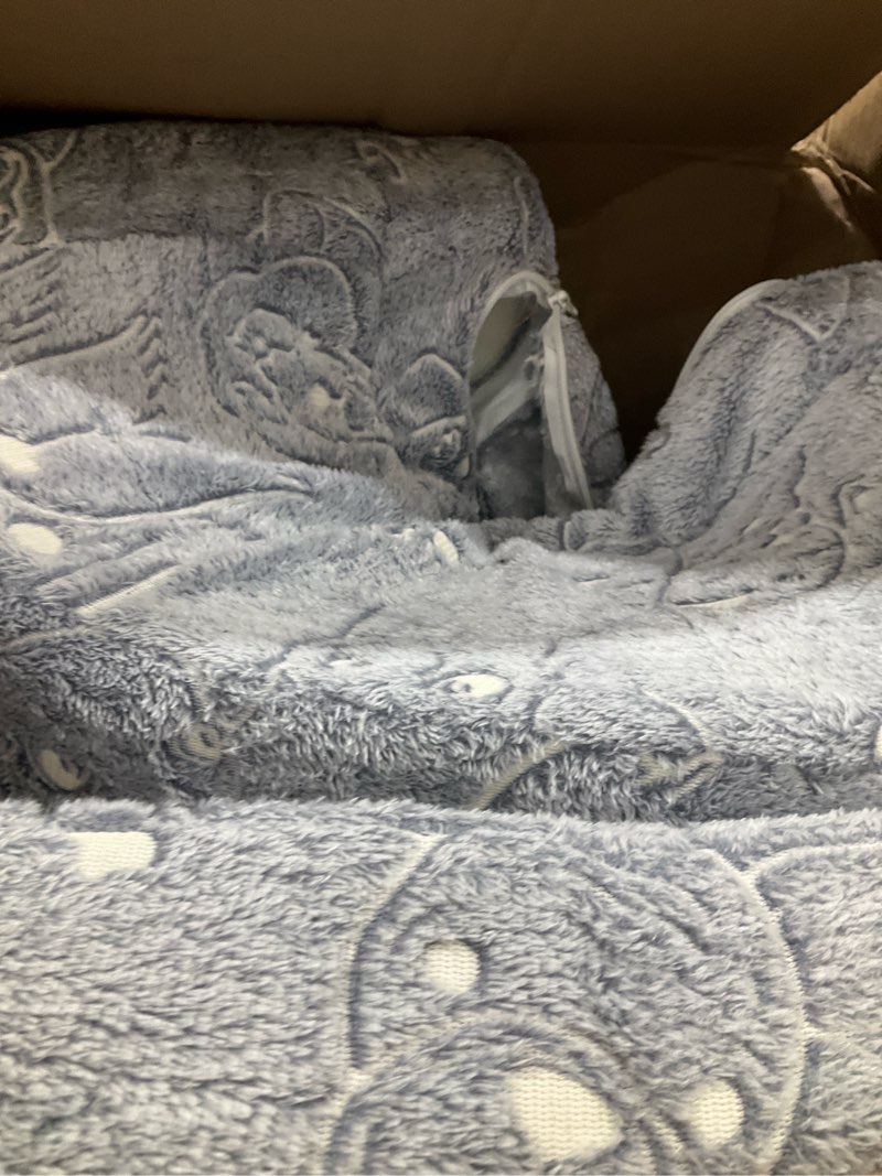 Condition photo showing As Is for MeMoreCool Glow-in-The-Dark Toddler Sofa Bed – 2-in-1 Convertible Chair & Nap Lounger, Dog Print, Lightweight, Washable for Kids Room | Plush Foam Comfort | Portable Playroom Couch Dogs Polyester