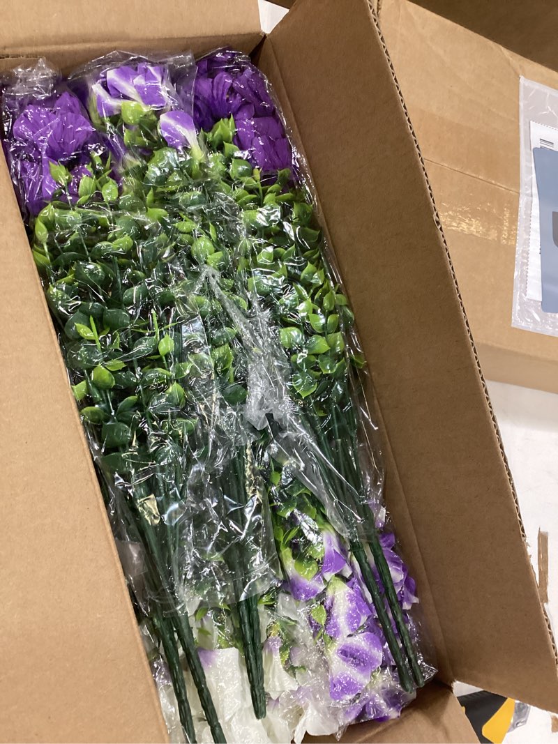 Condition photo showing Good Condition for martine mall 12 bundles look real artificial flowers for outdoors, realistic fake outdoor flowers, uv resistant silk petunia flowers for outside faux flowers for outdoor garden, mixed purple mixed purple 12 bundles