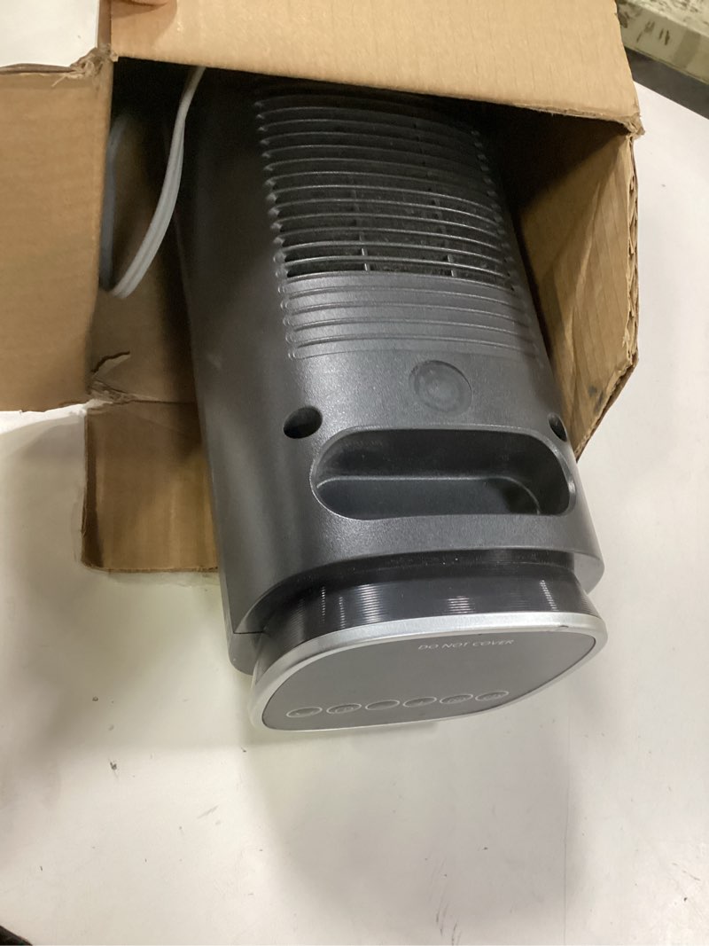 Condition photo showing As Is for PELONIS PTH15A4BGB Ceramic Tower 1500W Indoor Space Heater with Oscillation, Remote Control, Programmable Thermostat & 8H Timer, ECO Mode, Tip-Over Switch & Overheating Protection, Gray Grey