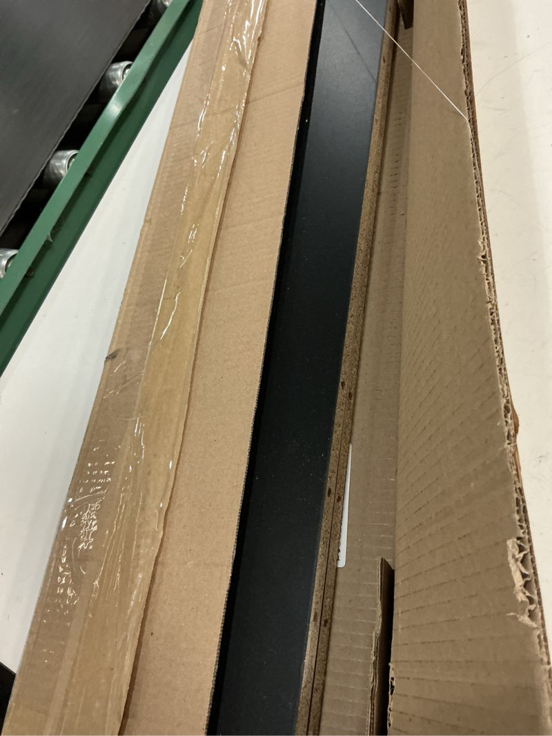 Condition photo showing As Is for 2-pack floating shelves 36" x 8" x 0.5", black - reforested natural wood shelves - thin floating shelf easy install - decorations for bedroom, bathroom, or kitchen - modern minimalist aesthetic decor 36" x 8" x 0.5" black