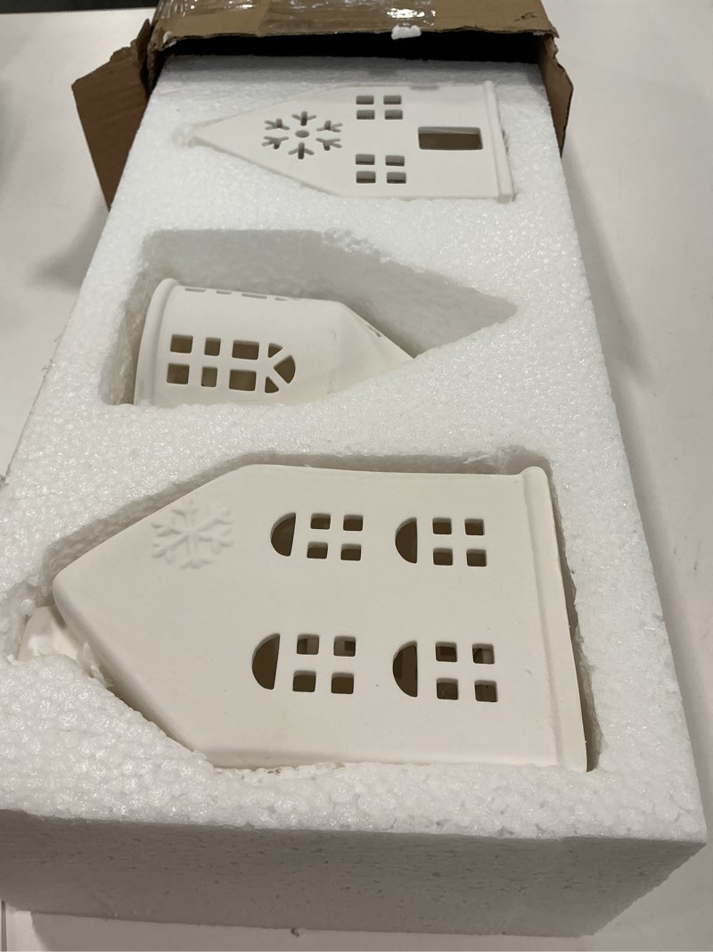 Condition photo showing New/Like New for Pawliss Christmas Village Sets, 3Pcs White Christmas Village Sets Christmas Decorations Indoor, Chri