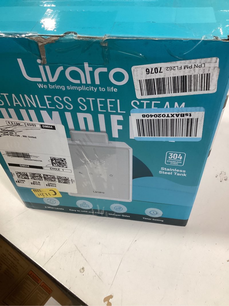 Condition photo showing New/Like New for stainless steel humidifier, 3l warm mist humidifier, easy clean with warm steam humidifier, healthy air mist humidifiers for bedroom living room, with sleep mode and auto-off setting 3lwhite