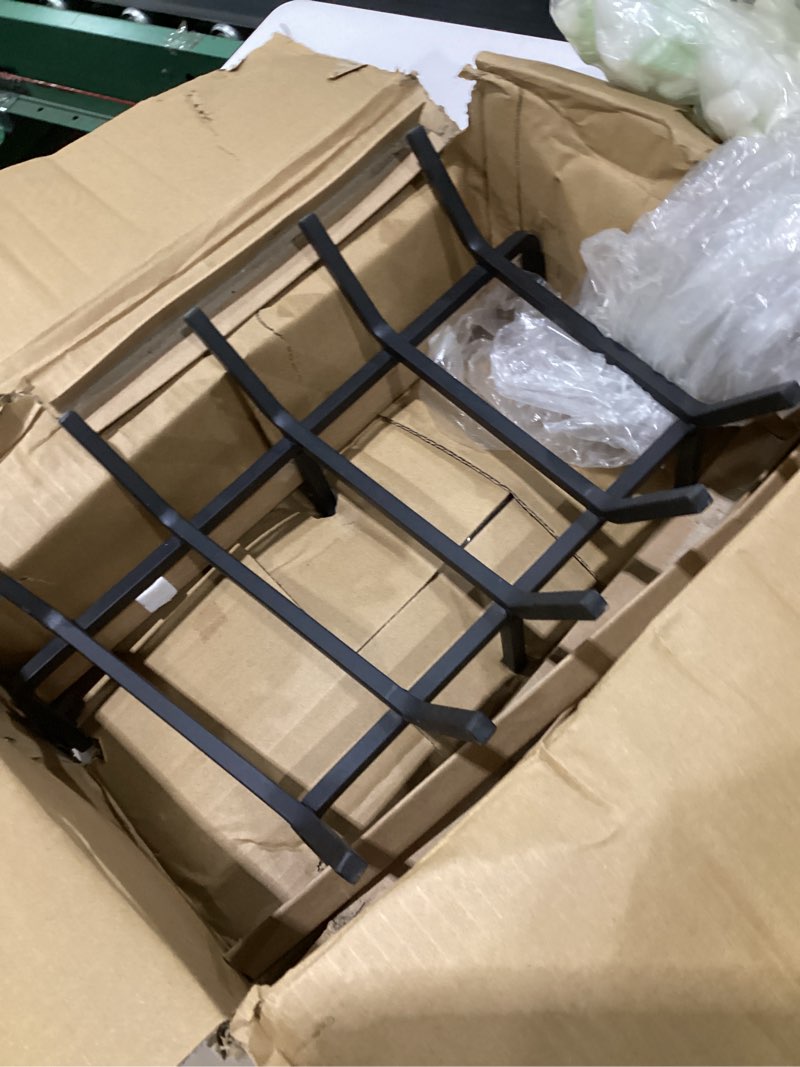 Condition photo showing Good Condition for snogswog 17" fireplace grate, solid steel firewood burning rack, heavy duty fire grates, matt black fireplace rack, 5-bars fireplace log grate holder quadrilateral bar