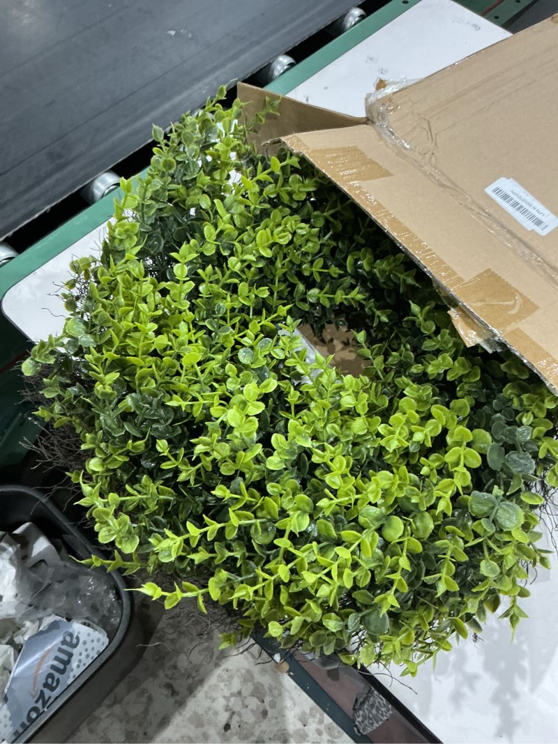 Condition photo showing New/Like New for similar )))))large boxwoods wreaths for front door artificial green leaves greenery indoor outdoor wreath home decor porch window wall farmhouse door decorations spring summer fall all seasons