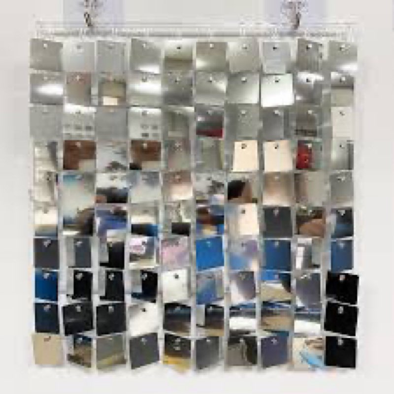 (30ps)Shimmer Wall Panels / Clip Hole Backing & Square Sequins - Silver