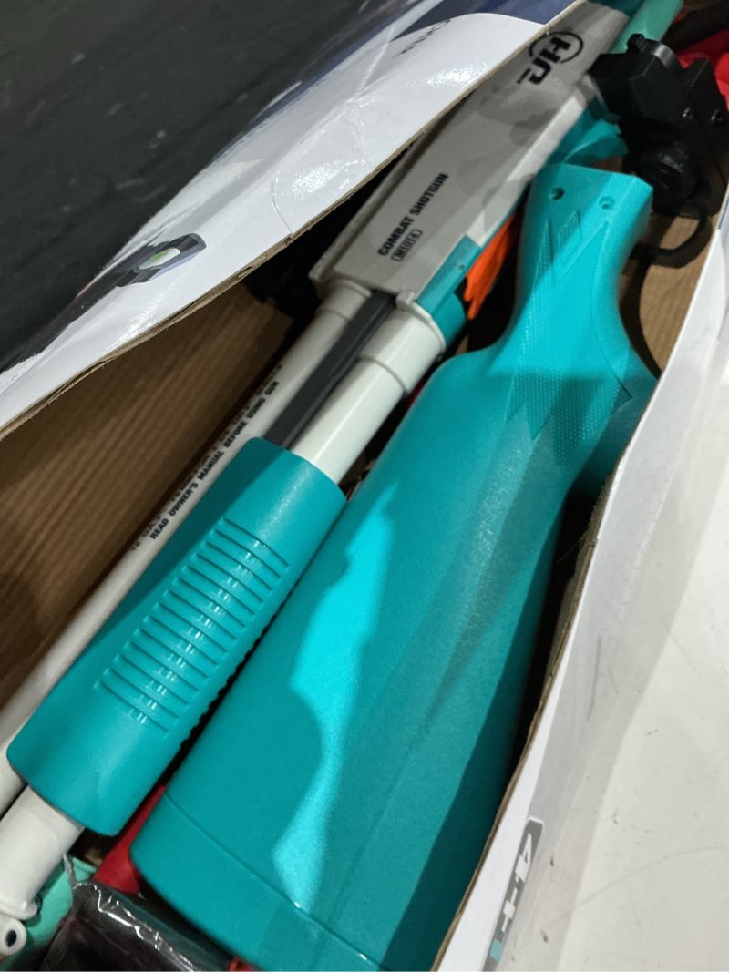 Condition photo showing As Is for toy gun models foam blasters (33-inch) jumping shell design [with10 shell 40 soft darts] perfect for indoor and outdoor play (blue-green)