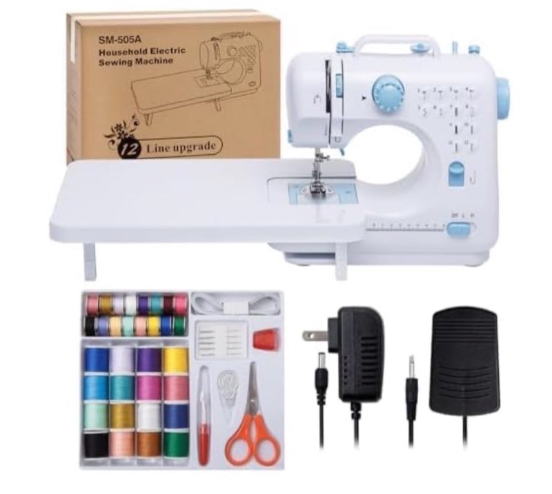 Sewing Machine for Beginners with Extension Table Mini Sewing Machines Kit Supplies 12 Built-in Stit