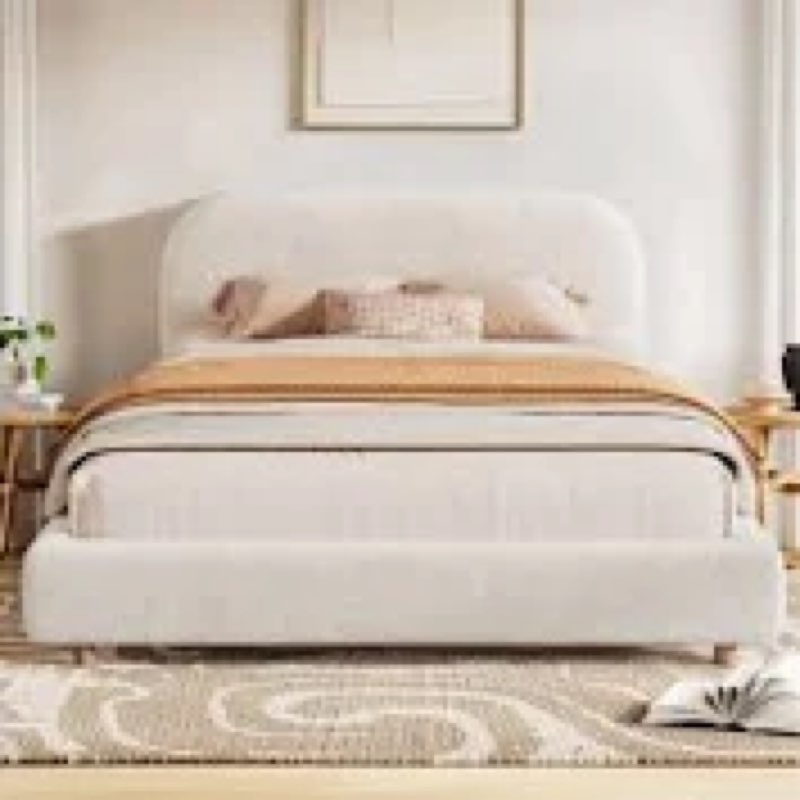 issabell upholstered platform bed with wood slats