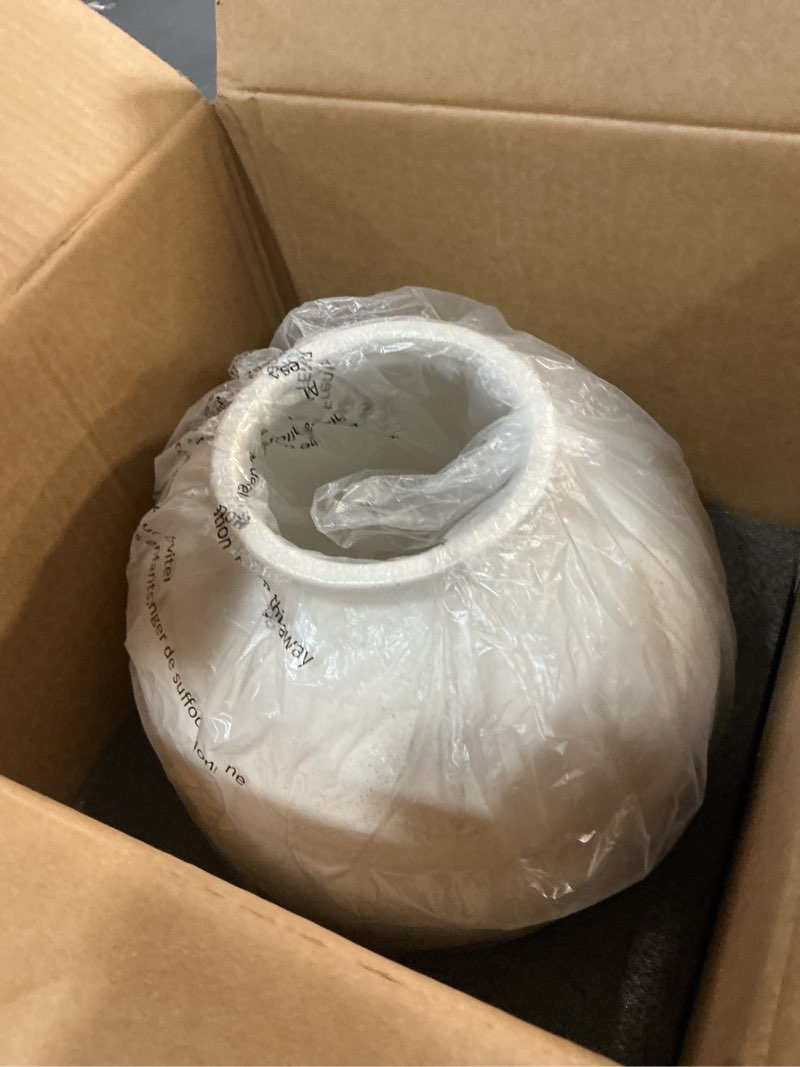 Condition photo showing Good Condition for white ceramic vase - large 10.8 inch round floor vase for centerpieces, farmhouse flower vases, rustic minimalist home decor (sandstone white) sandstone white 10.8 inch