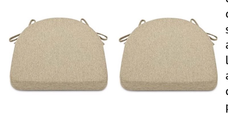 shinnwa set of 2 dining chair cushions, non-slip kitchen chair cushions with ties and machine washable cover, pack of 2, 17 x 16.5 x 2 inches, natural linen