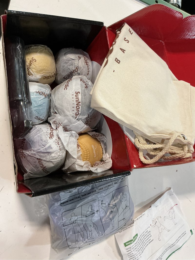 Condition photo showing New/Like New for sunnordic 6/9 pack seam plyo weighted baseball set with resistance bands | 3.5-53oz, weight plyometric baseballs, improved power & pitching training, all skill levels elite level (50lb)
