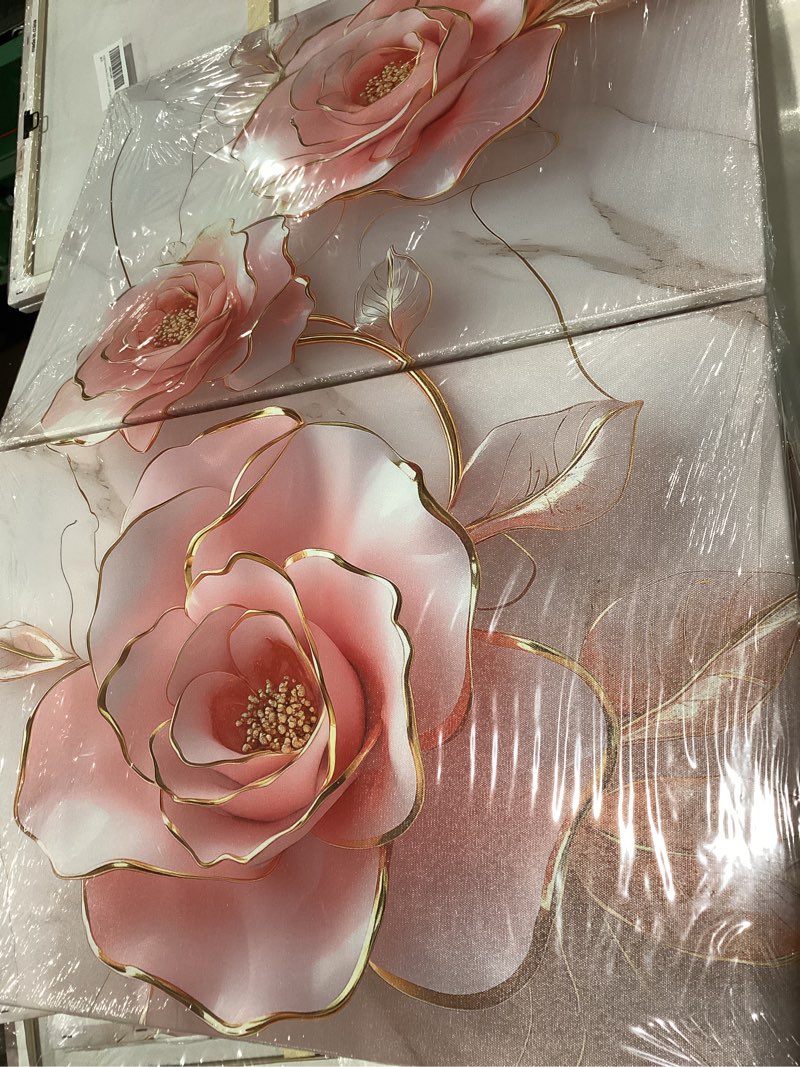 Rose 2 panel canvas set ( pink/gold)