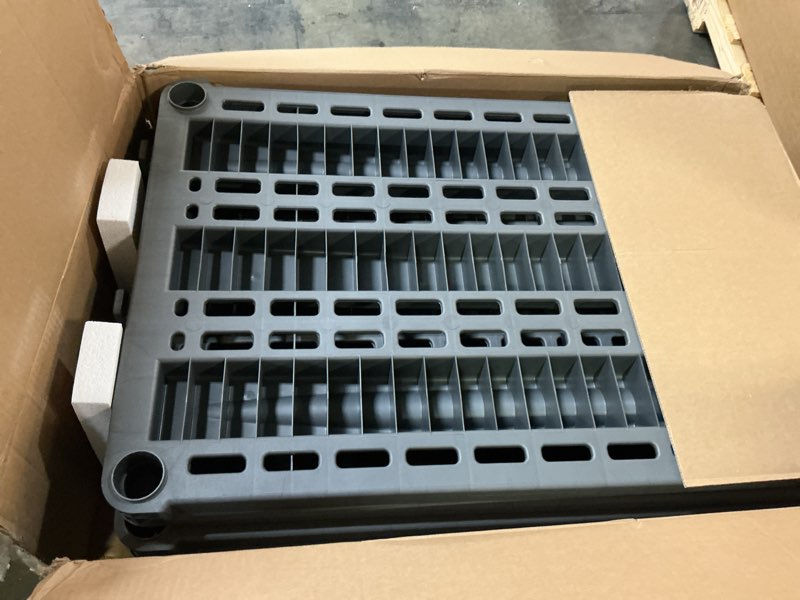 Condition photo showing Good Condition for Plano 5-Shelf Extra Heavy Duty Plastic Storage Shelves, 72.5” x 36” x 24”, 1000lb Capacity, Pantry, Office, Closet and Garage Shelves, Easy to Assemble, Durable Plastic Shelving Unit