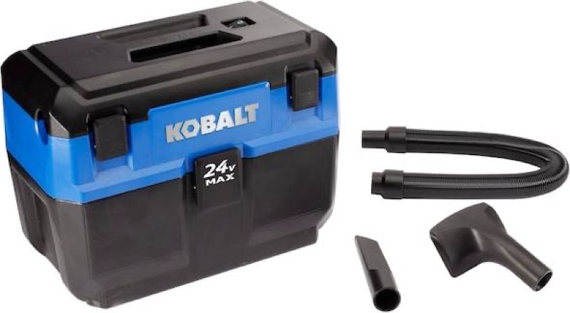kobalt 24-volt 3-gallon 1 hp cordless wet/dry shop vacuum with accessories