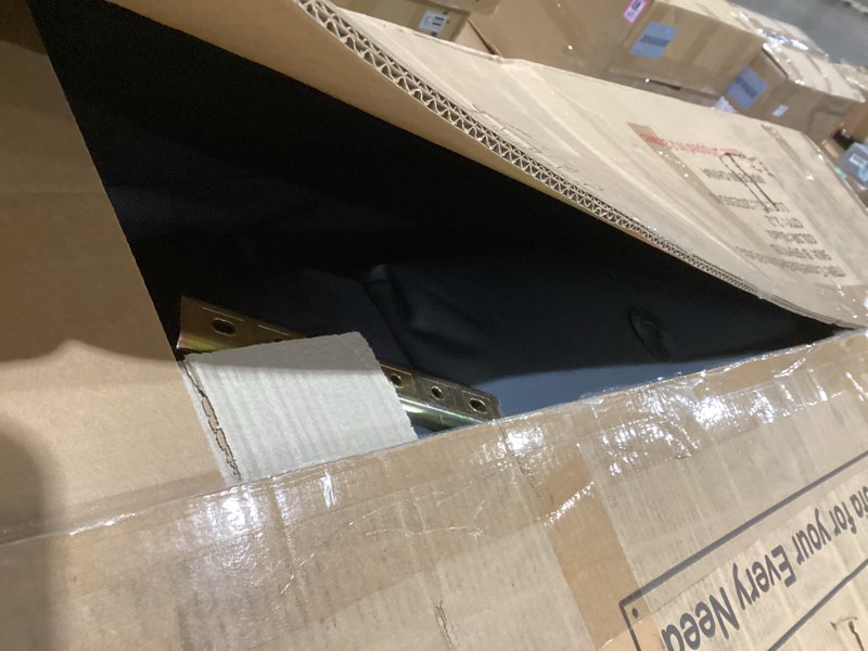 Condition photo showing As Is for Sectional L-Shaped Couches for Living Room, Modular Convertible Sofa with Movable Chaise for Apartment & Bedroom, Modern 4-Seater Couch with Cup Holder & Nailhead Trim, Black Black Leather