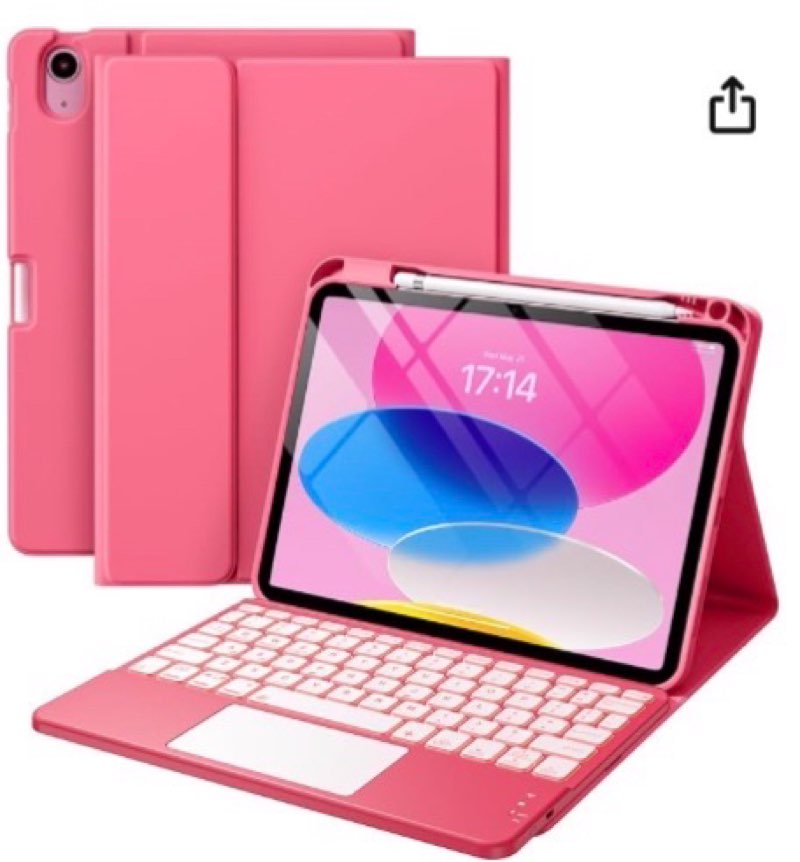 Harvopu Compatible for iPad 11th 10th Generation Case with Keyboard, Folio Cover with Pencil Holder, Multi-Touch Trackpad, 7 Color Backlit, Detachable Keyboard for iPad (A16) 11th/10th Gen (Pink) | with Pencil Holder, Multi-Touch Trackpad, 7 Color Backlit, Detachable Keyboard, for iPad, (A16)