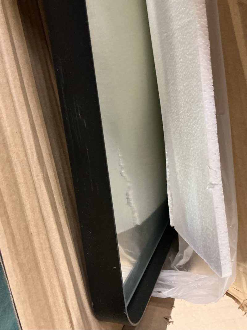 Condition photo showing Good Condition for LOAAO 28X36 Inch Black Metal Framed Bathroom Mirror for Wall, Matte Black Bathroom Vanity Mirror Farmhouse, Anti-Rust, Hangs Horizontally or Vertically Black 28"L x 36"W