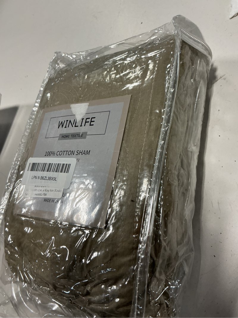 Condition photo showing Good Condition for winlife 100% cotton quilted pillow sham floral printed pillow cover king size (khaki) khaki 36" x 20" (pack of 2)