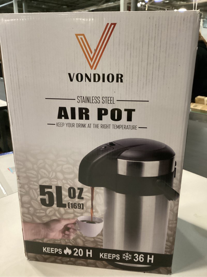 Condition photo showing New/Like New for Vondior Coffee Carafe 35oz/1.0L - 24Hours Coffee Thermal- Insulated 304 Stainless Steel Hot Beverage Dispenser - Thermal Coffee Carafes For Keeping Hot/Cold Coffee, Drink Dispenser for Parties 35 Ounces 1 Pack