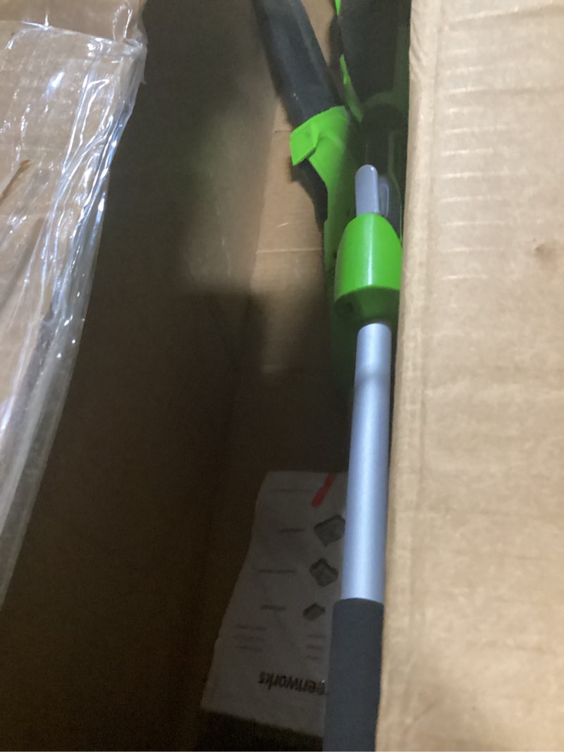 Condition photo showing As Is for greenworks 40v 8-inch cordless polesaw, 2.0ah battery and charger included ps40b210 polesaw (2.0ah)