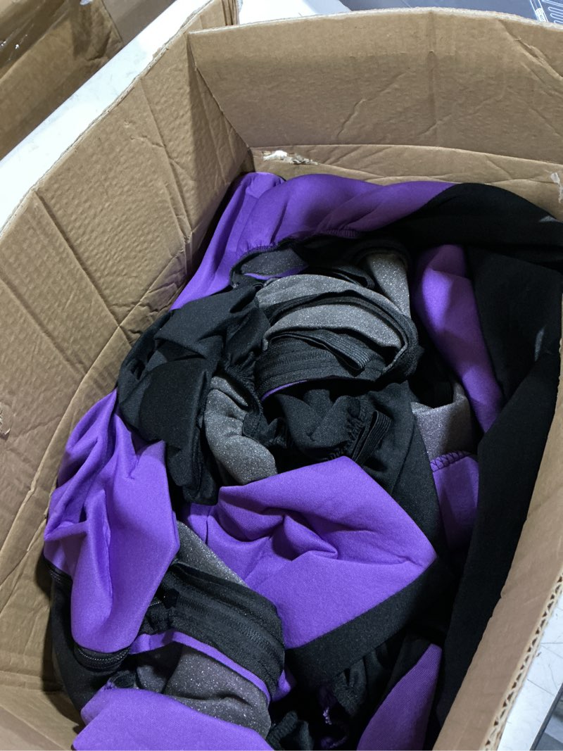 Condition photo showing As Is for bdk polypro car seat covers full set in purple on black, front and rear split bench seat covers for cars, easy to install car seats cover set and accessories for auto trucks van suv - purple