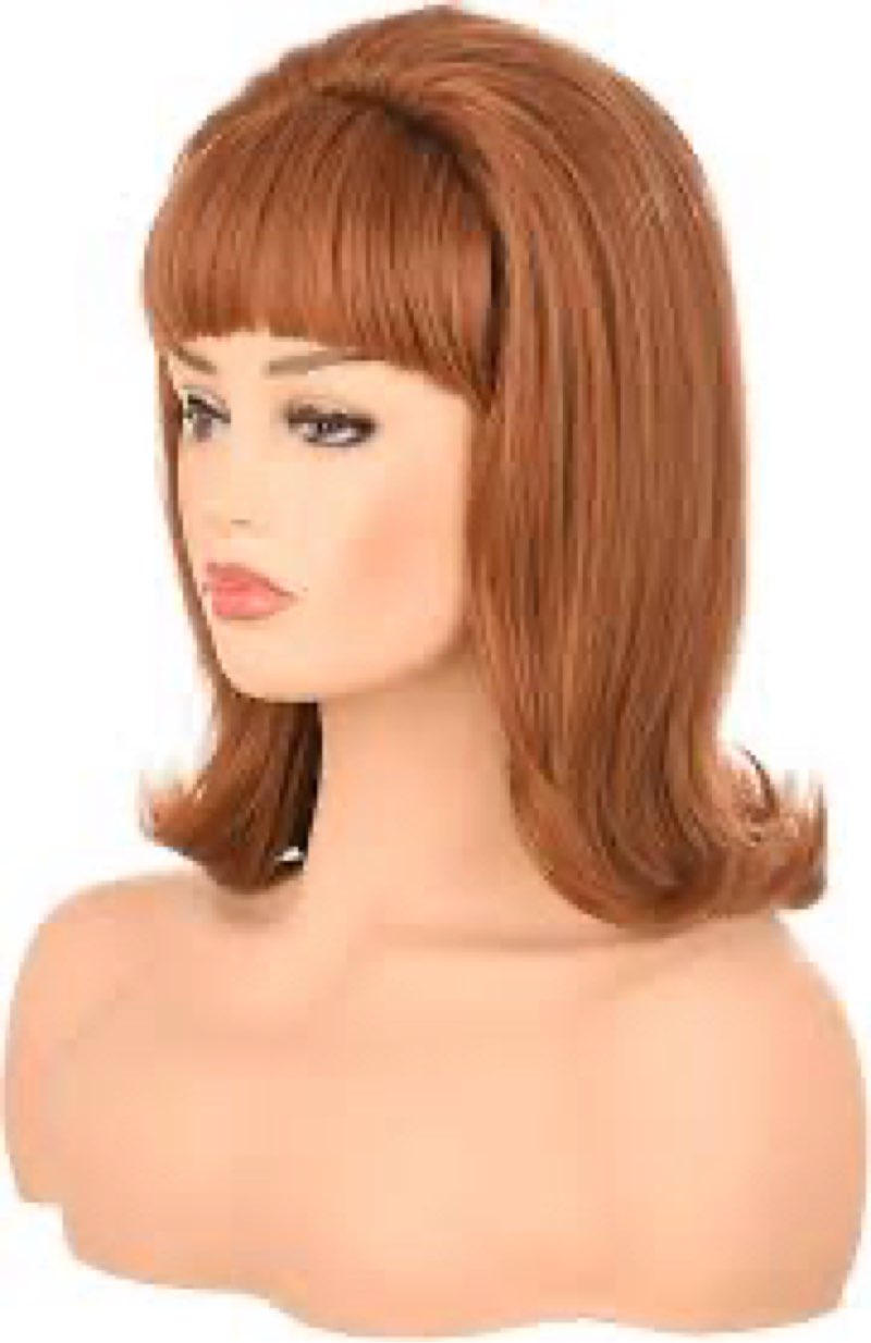 morvally Light Brown Women Retro Beehive Synthetic Hair Wigs for Ginger Cosplay Halloween Use