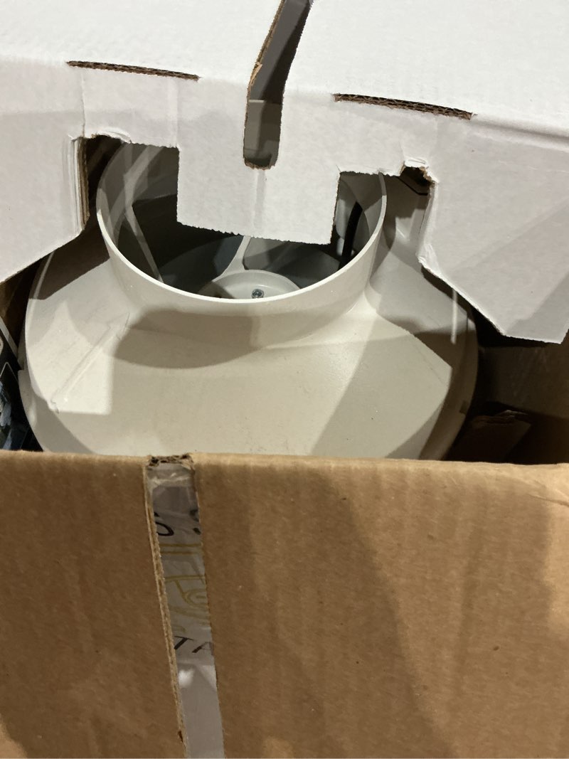 Condition photo showing As Is for festa amg legend extreme ec radon fan - quiet and energy efficient 571 cfm radon mitigation system inline fan - 6" electric waterproof inline duct - sturdy glass reinforced poly-resin white