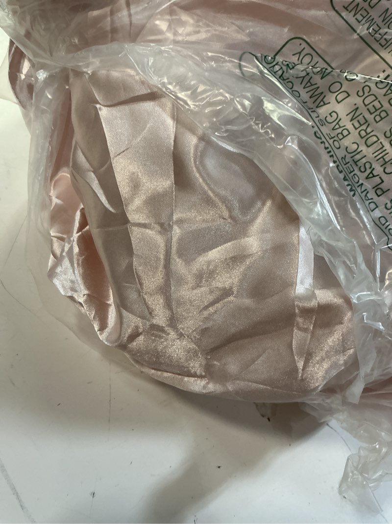 Condition photo showing As Is for p pothuiny satin duvet cover full/queen, single soft duvet cover only, luxury silky like blush pink duvet cover 90" x 90" sold separately - zipper closure & corner ties full/queen 1 pcs blush pink (no comforter)
