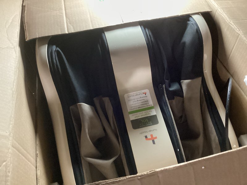 Condition photo showing As Is for Human Touch Reflex SOL Foot & Calf Massager w/Heat - Plantar Fasciitis Relief + Circulation + Shiatsu Deep Kneading + Vibrating for Stress + Compression - Adjustable for Women and Men up to Size 12