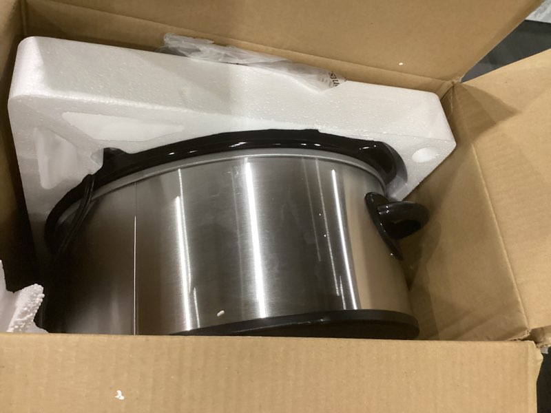 Condition photo showing Good Condition for not tested crock-pot 7 quart oval manual slow cooker, stainless steel (scv700-s-br), versatile cookware for large families or entertaining 7 qt